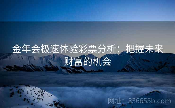 金年会极速体验彩票分析：把握未来财富的机会  第2张